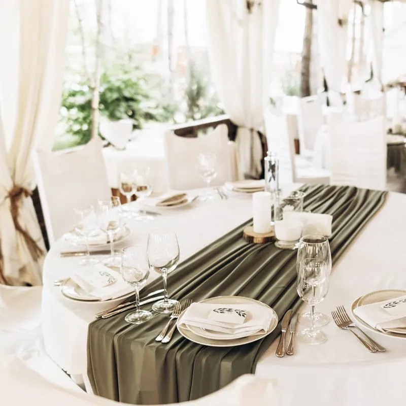 Wedding reception table set for guests