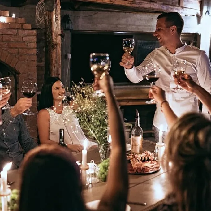 Man toasts wife at anniversary party catered by Everyone Eats Catering