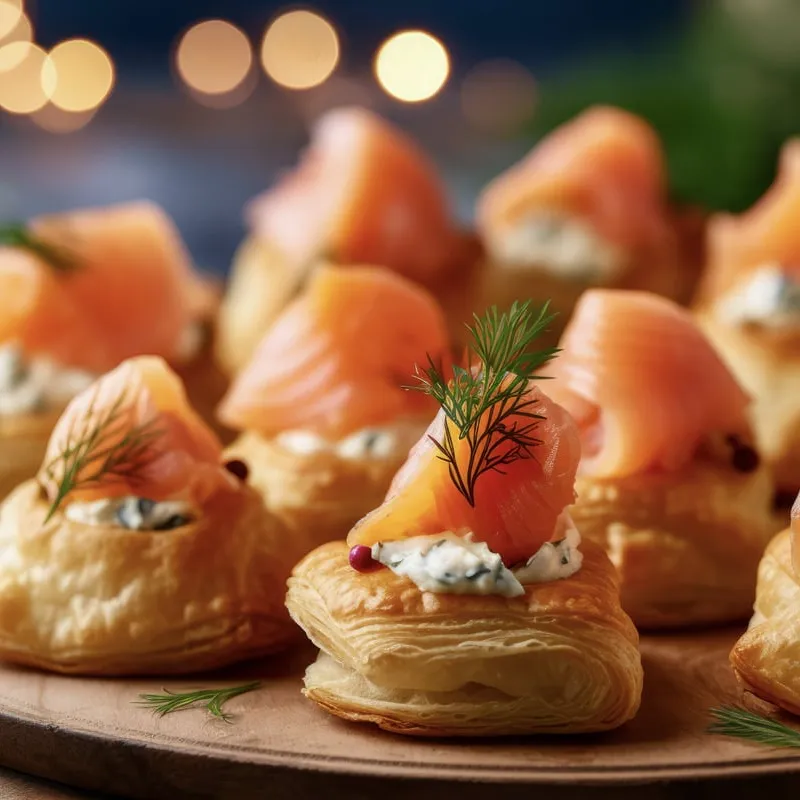 Salmon canapes served at an elegant private dinner