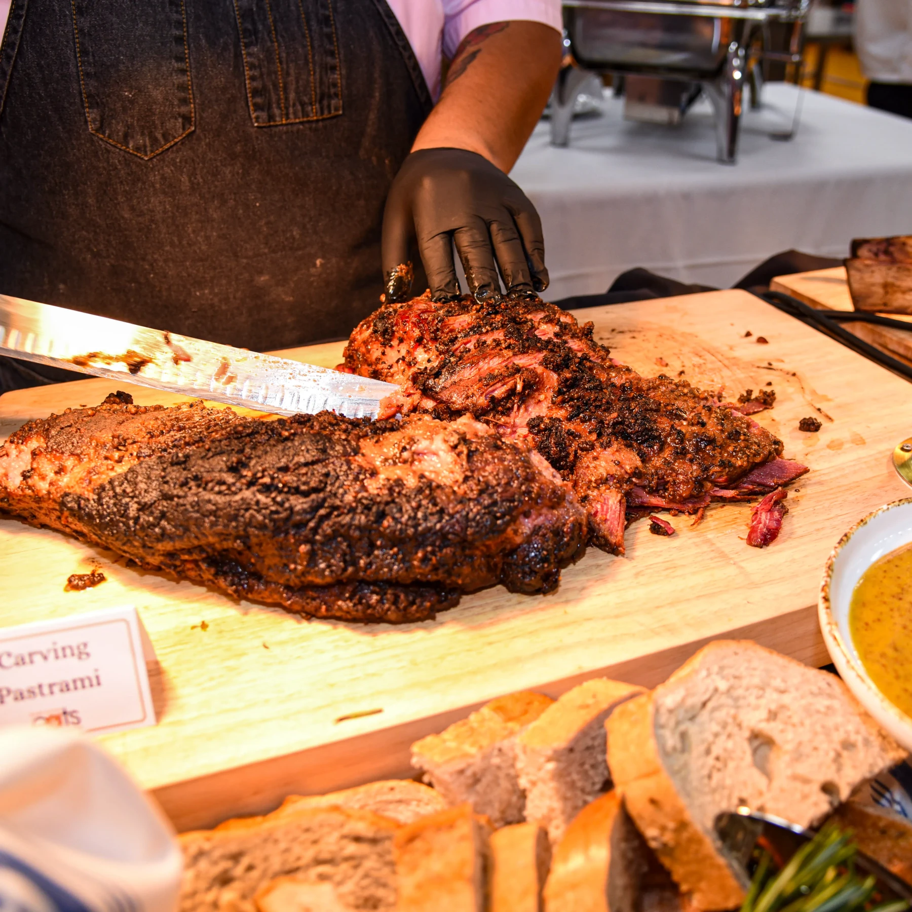 Pastrami on the carving board