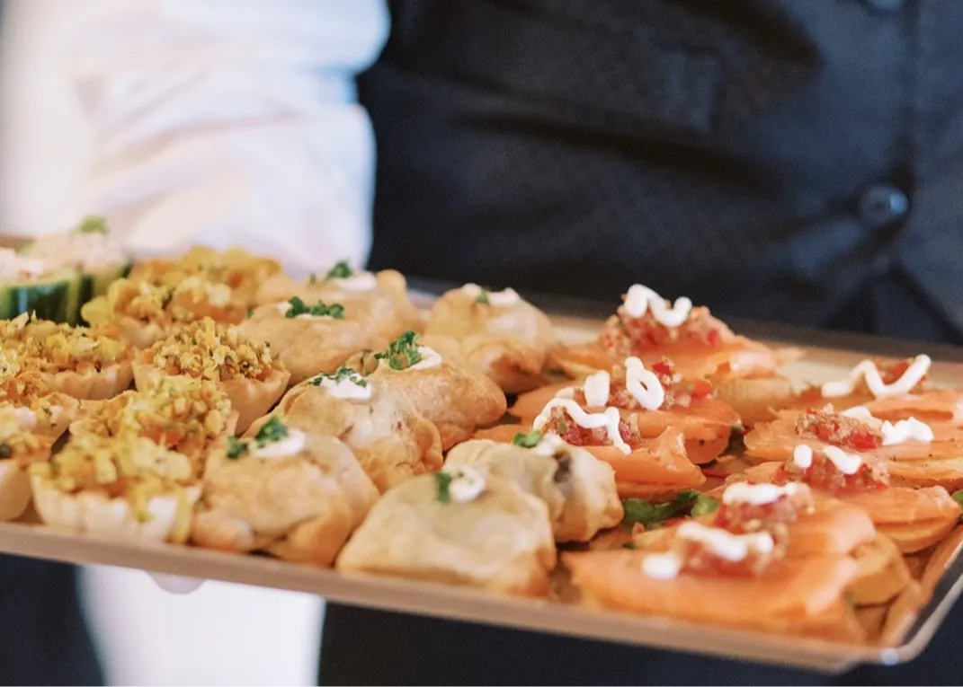 Salmon canapes served at an elegant private dinner