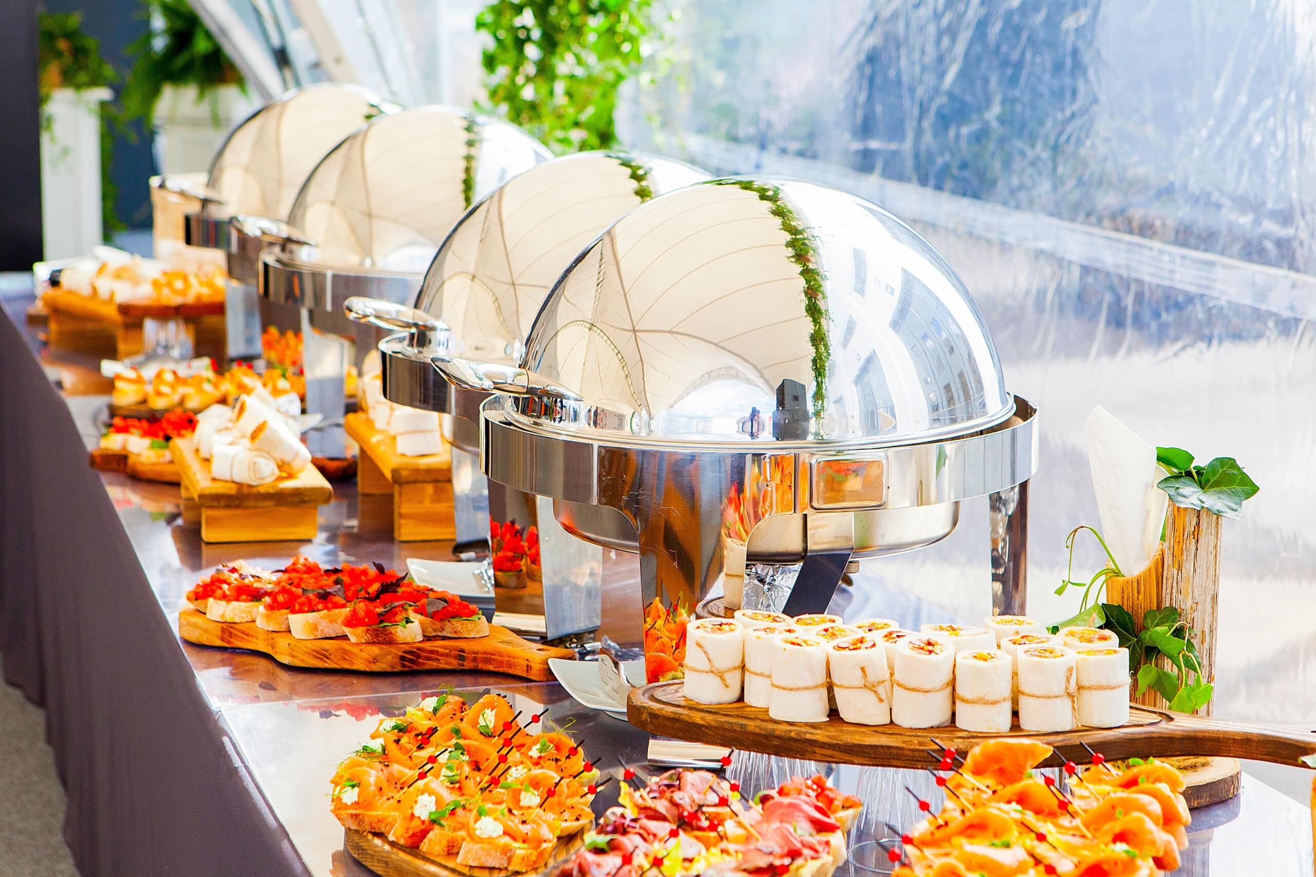 Corporate event buffet setup by Everyone Eats Catering